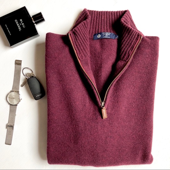 Half Zip Lambswool Maroon Sweater Xl 